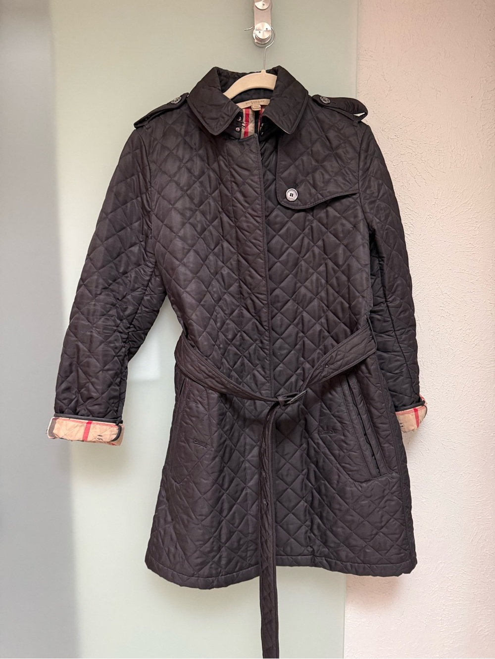 Burberry Brit Black Quilted Jacket with Signature Check Lining